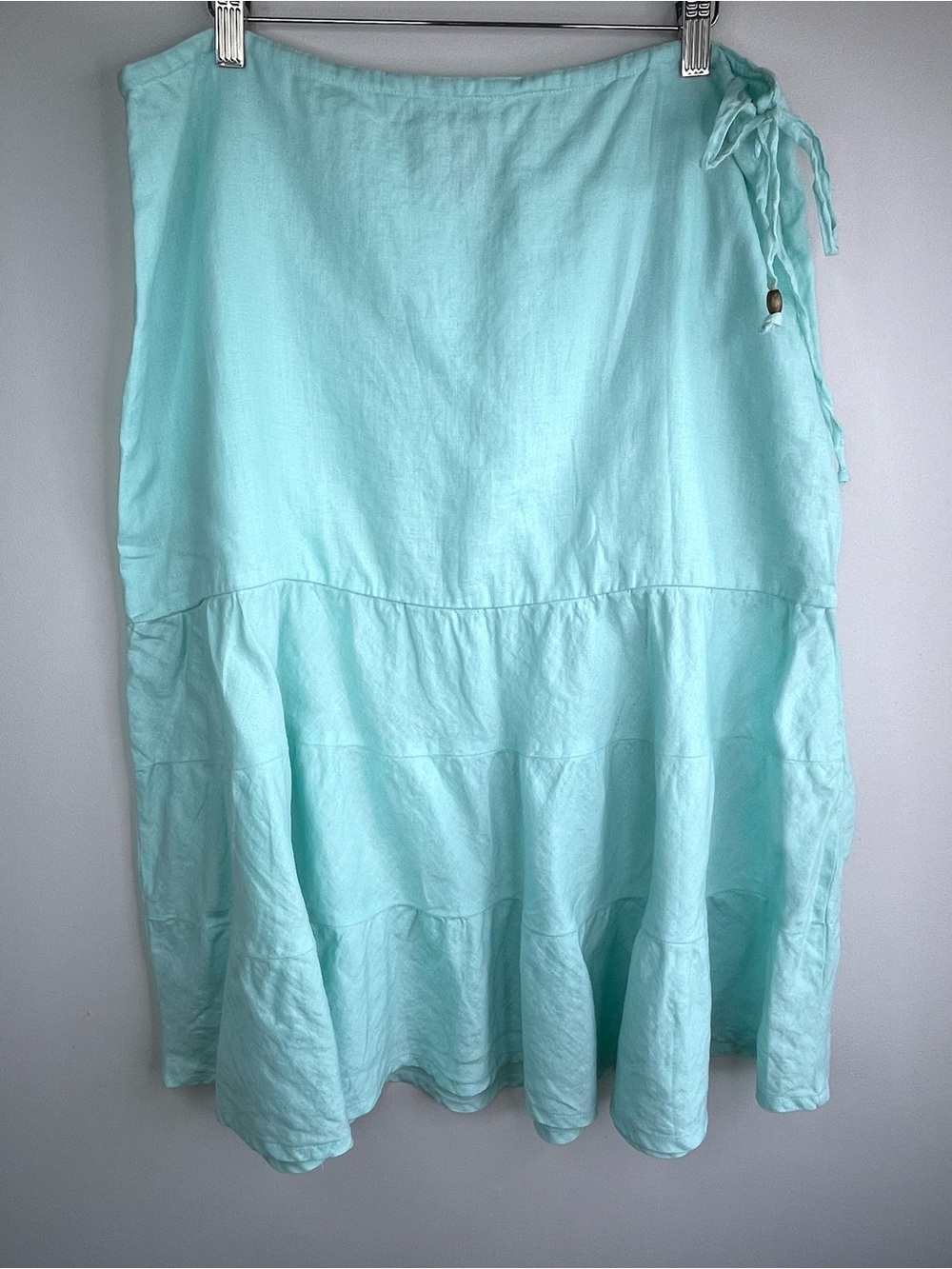 GAP Light Aqua Tiered Midi Skirt with Side Tie Size 14